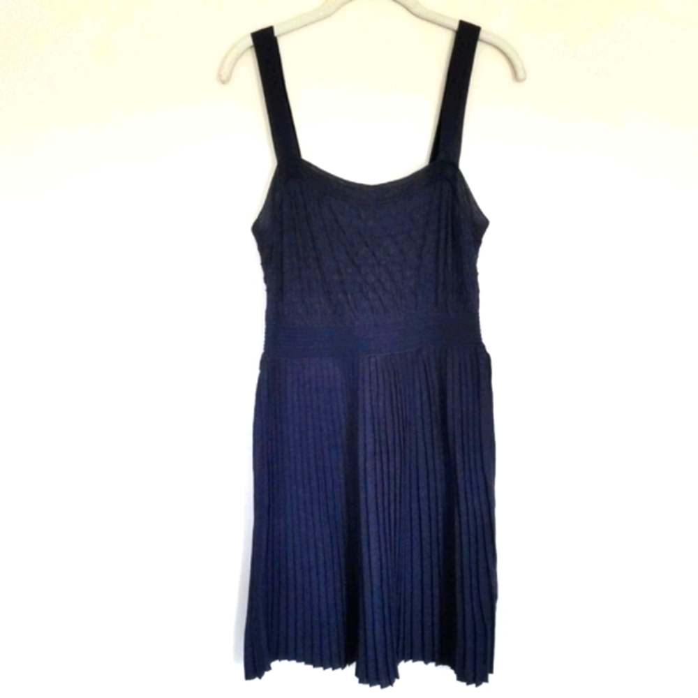 IISLI Midnight Blue Knit Mini Plisee Dress Small
